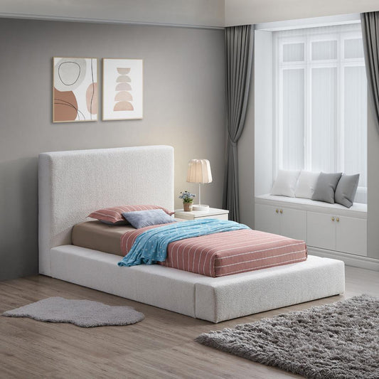 Meridian Furniture - Terra Cream Boucle Fabric Twin Bed - TerraCream-T veiw 2