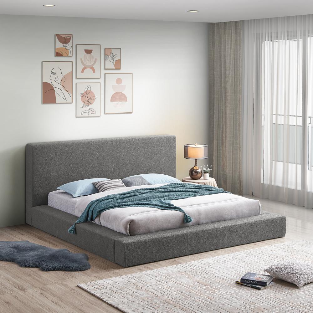 Meridian Furniture - Terra Grey Boucle Fabric Full Bed - TerraGrey-F veiw 2