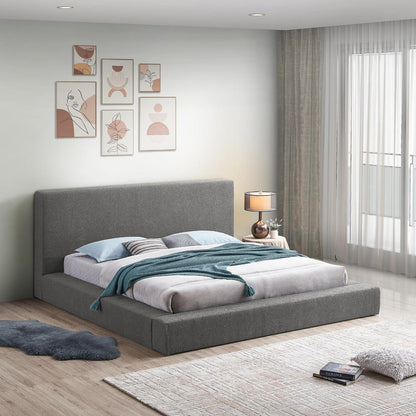 Meridian Furniture - Terra Grey Boucle Fabric King Bed - TerraGrey-K veiw 2