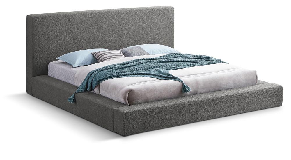 Meridian Furniture - Terra Grey Boucle Fabric Queen Bed - TerraGrey-Q veiw 1