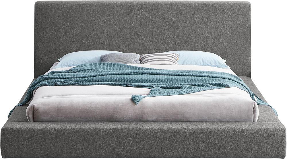 Meridian Furniture - Terra Grey Boucle Fabric Queen Bed - TerraGrey-Q veiw 3
