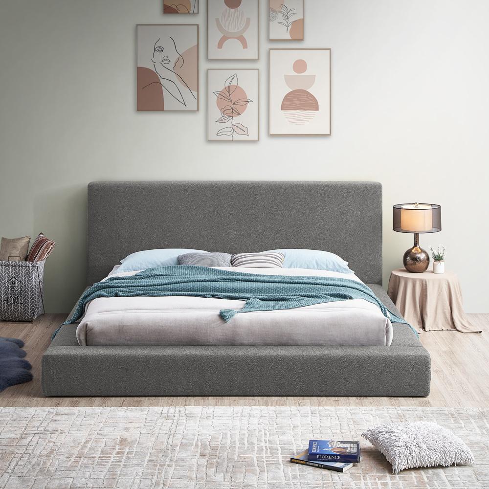 Meridian Furniture - Terra Grey Boucle Fabric Queen Bed - TerraGrey-Q veiw 4