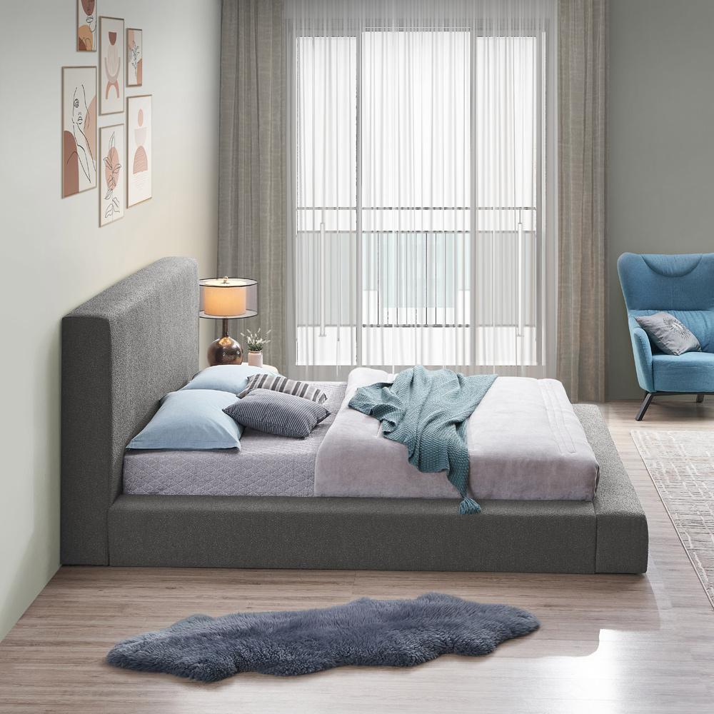 Meridian Furniture - Terra Grey Boucle Fabric Queen Bed - TerraGrey-Q veiw 5