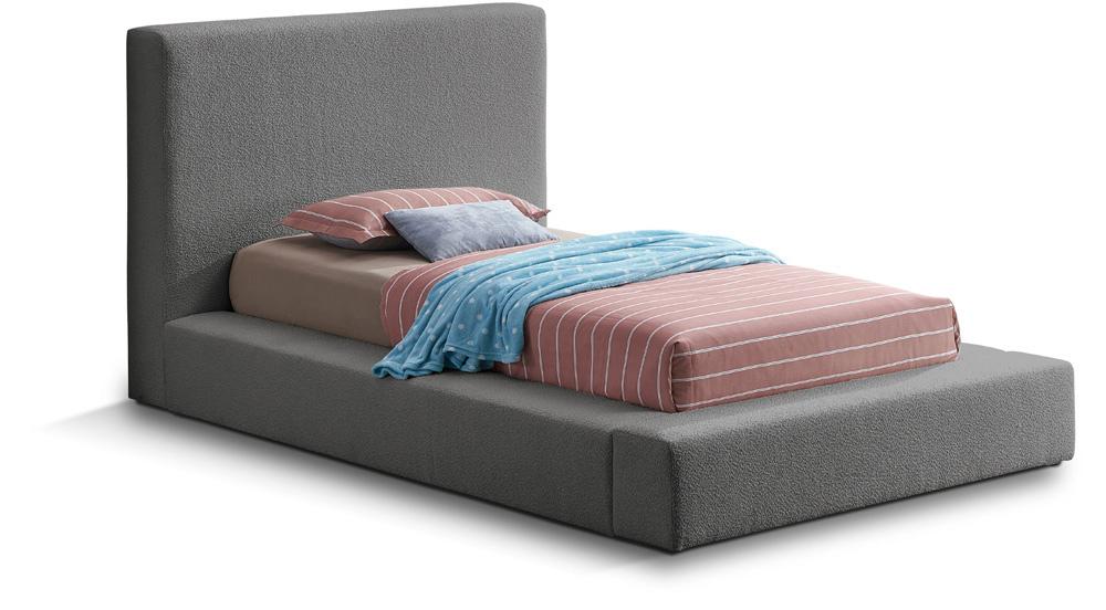Meridian Furniture - Terra Grey Boucle Fabric Twin Bed - TerraGrey-T veiw 1