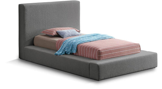 Meridian Furniture - Terra Grey Boucle Fabric Twin Bed - TerraGrey-T veiw 1