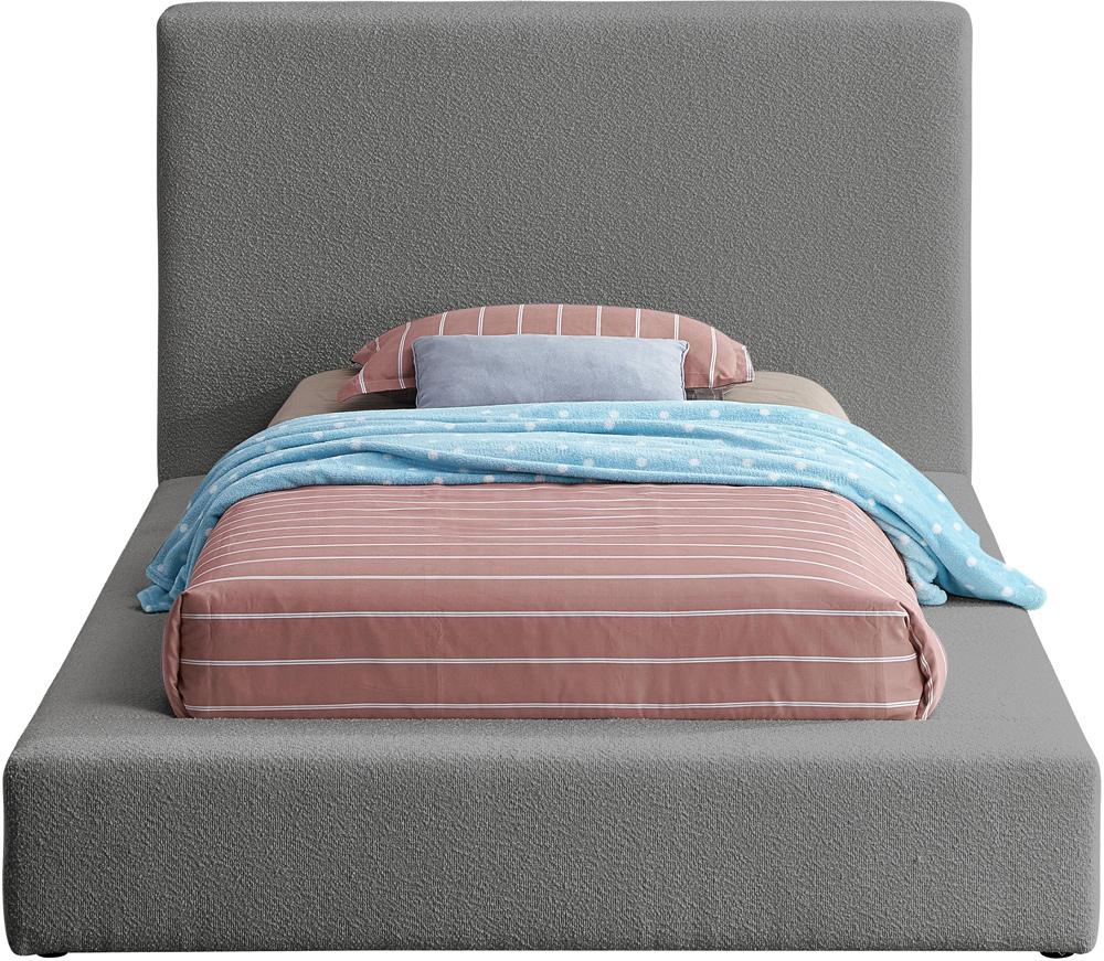 Meridian Furniture - Terra Grey Boucle Fabric Twin Bed - TerraGrey-T veiw 3