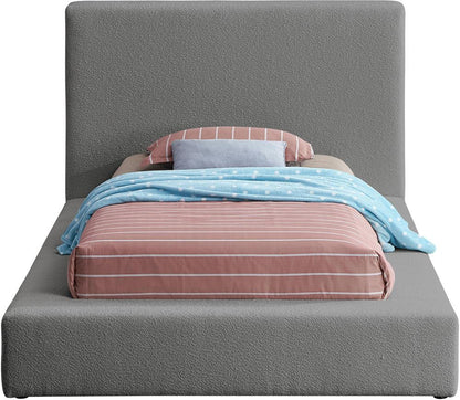 Meridian Furniture - Terra Grey Boucle Fabric Twin Bed - TerraGrey-T veiw 3