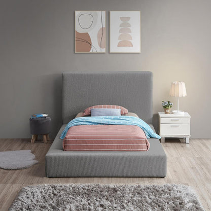 Meridian Furniture - Terra Grey Boucle Fabric Twin Bed - TerraGrey-T veiw 4