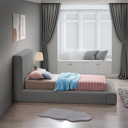 Meridian Furniture - Terra Grey Boucle Fabric Twin Bed - TerraGrey-T veiw 5