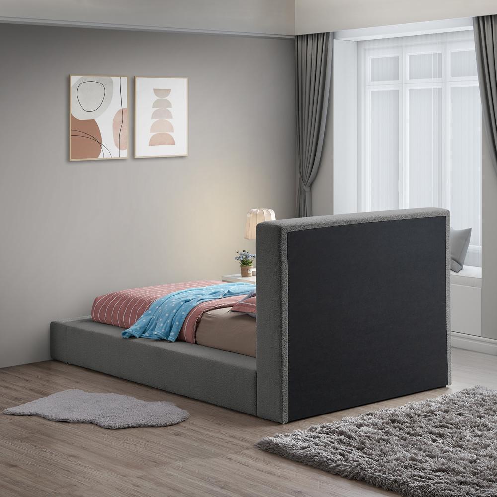 Meridian Furniture - Terra Grey Boucle Fabric Twin Bed - TerraGrey-T veiw 6