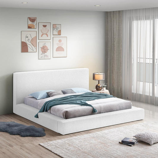 Meridian Furniture - Terra White Boucle Fabric Queen Bed - TerraWhite-Q veiw 2