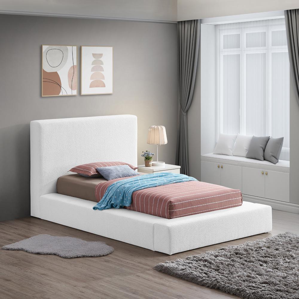 Meridian Furniture - Terra White Boucle Fabric Twin Bed - TerraWhite-T veiw 2