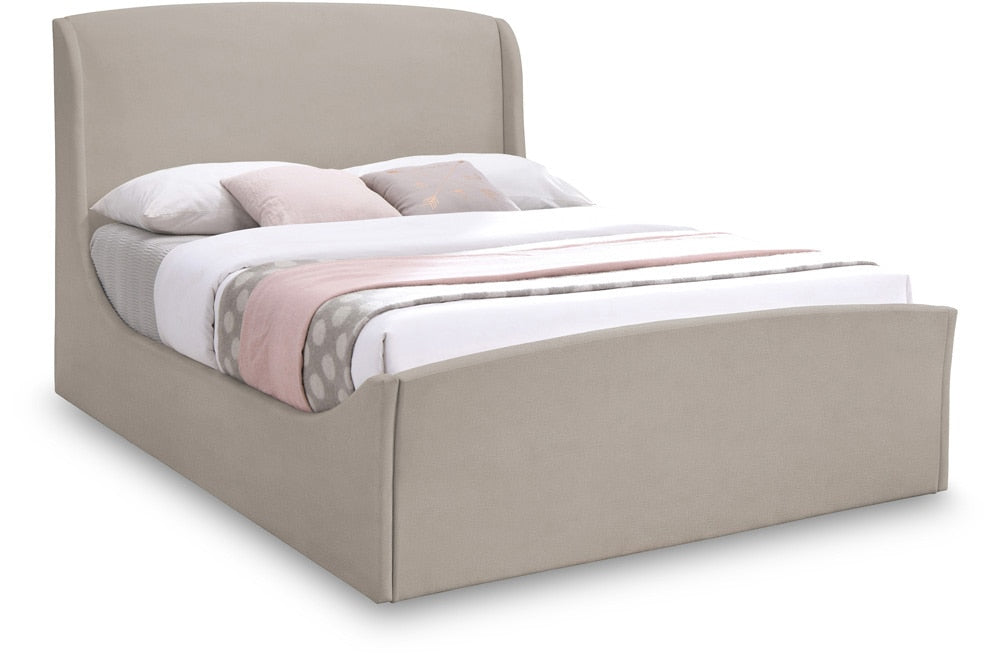 Meridian Furniture - Tess Beige Velvet King Bed - TessBeige-K veiw 1