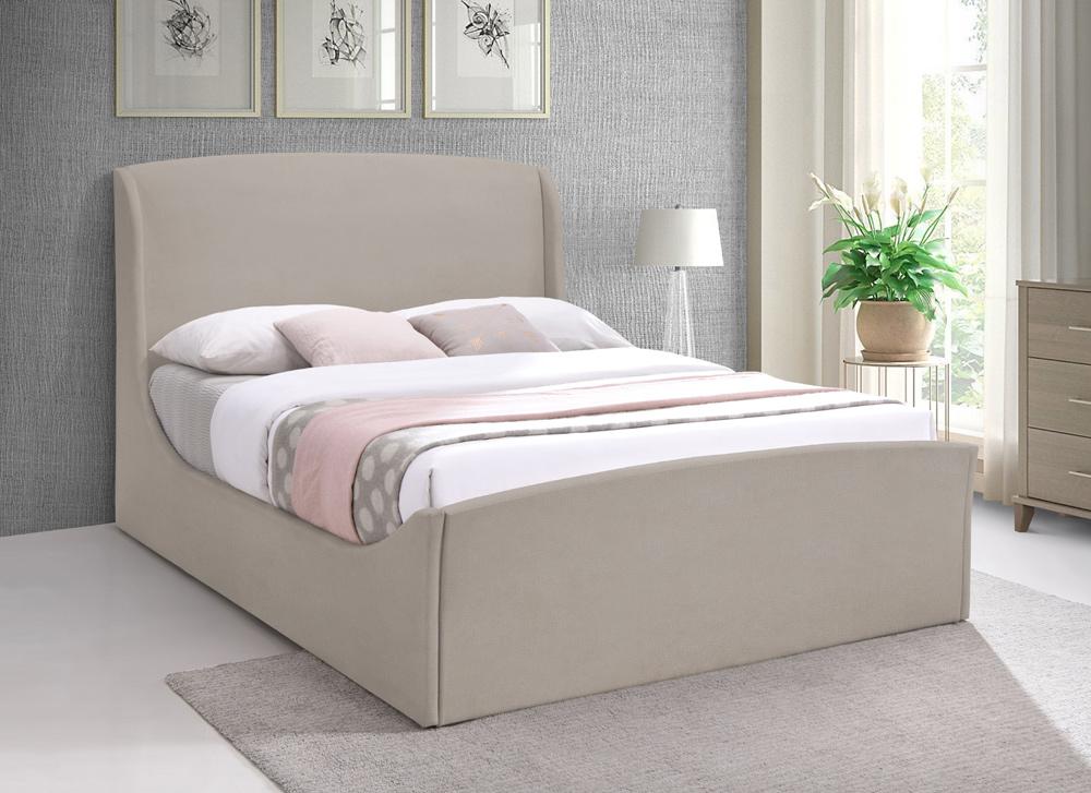 Meridian Furniture - Tess Beige Velvet King Bed - TessBeige-K veiw 2