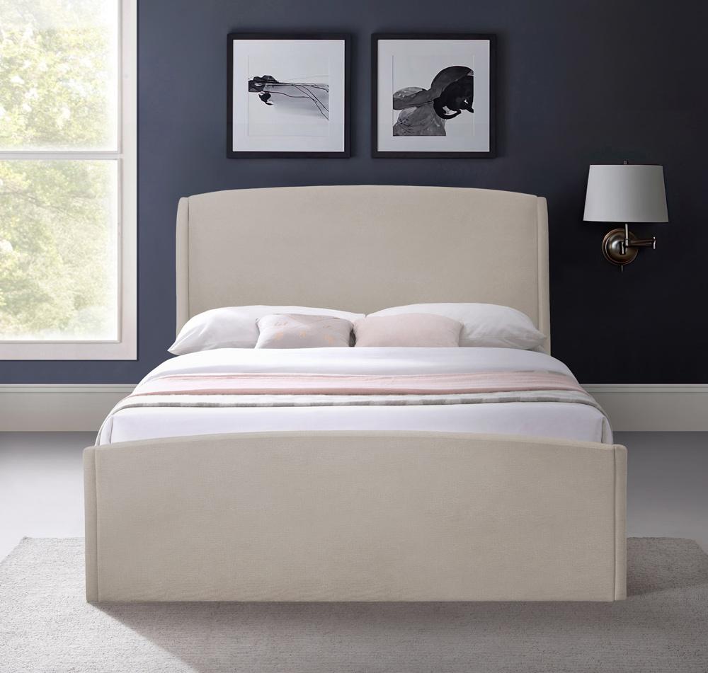 Meridian Furniture - Tess Beige Velvet King Bed - TessBeige-K veiw 4