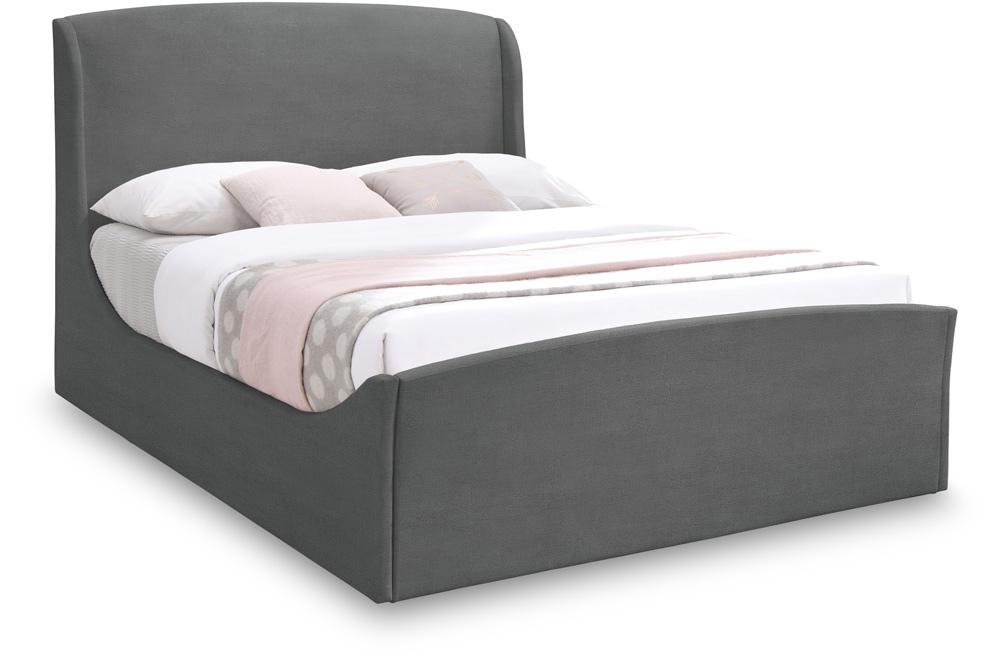 Meridian Furniture - Tess Grey Velvet King Bed - TessGrey-K veiw 1