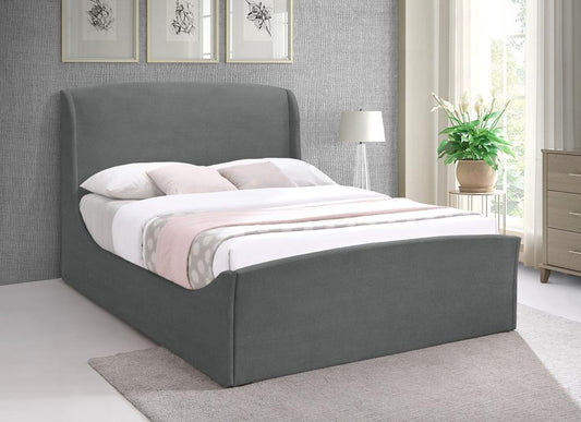 Meridian Furniture - Tess Grey Velvet King Bed - TessGrey-K veiw 2