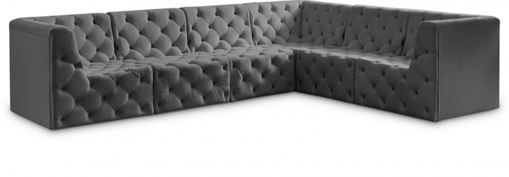 Meridian Furniture - Tuft Grey Velvet Modular Sectional - 6Pc - 680Grey-Sec6A view 1