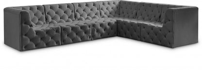 Meridian Furniture - Tuft Grey Velvet Modular Sectional - 6Pc - 680Grey-Sec6A view 1