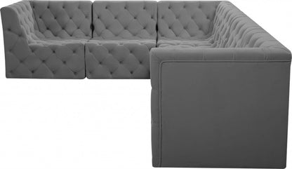 Meridian Furniture - Tuft Grey Velvet Modular Sectional - 6Pc - 680Grey-Sec6A view 2