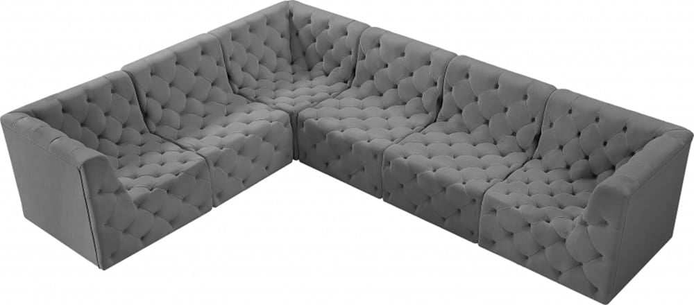 Meridian Furniture - Tuft Grey Velvet Modular Sectional - 6Pc - 680Grey-Sec6A view 3