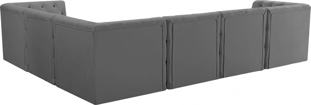Meridian Furniture - Tuft Grey Velvet Modular Sectional - 6Pc - 680Grey-Sec6A view 4