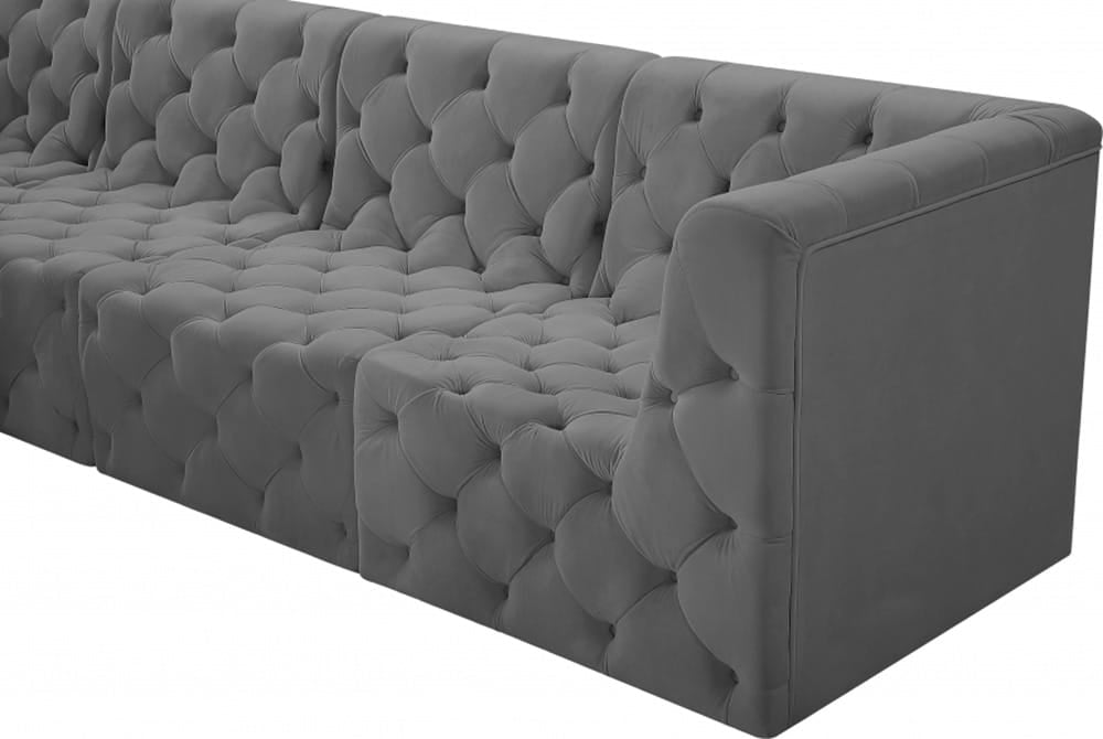 Meridian Furniture - Tuft Grey Velvet Modular Sectional - 6Pc - 680Grey-Sec6A view 5
