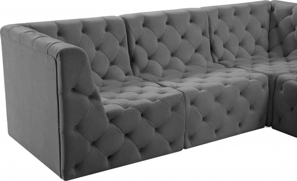 Meridian Furniture - Tuft Grey Velvet Modular Sectional - 6Pc - 680Grey-Sec6A view 6