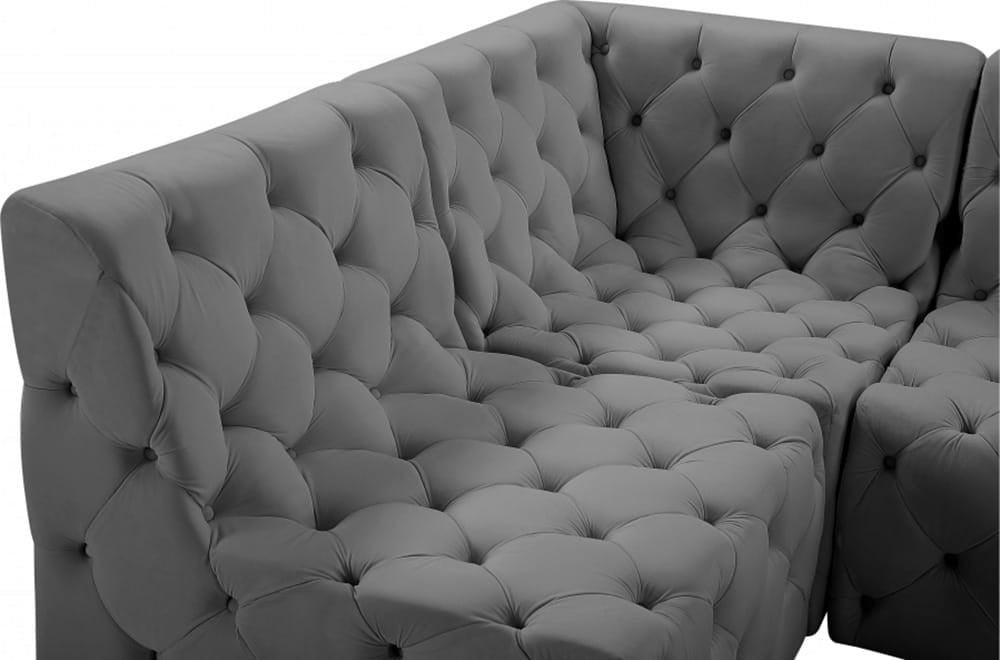 Meridian Furniture - Tuft Grey Velvet Modular Sectional - 6Pc - 680Grey-Sec6A view 7