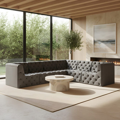 Meridian Furniture - Tuft Grey Velvet Modular Sectional - 6Pc - 680Grey-Sec6A view 9