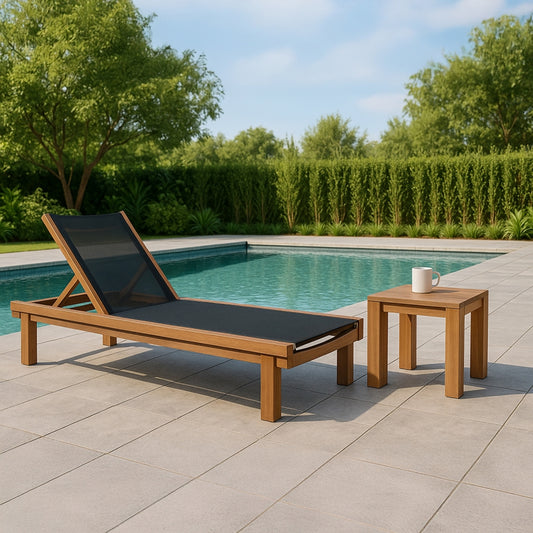 Meridian Furniture - Tulum Black Water Resistant Fabric Outdoor Patio Lounger - 354Black view 2