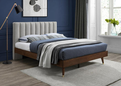 Meridian Furniture - Vance Beige Linen Textured Fabric Queen Bed - VanceBeige-Q veiw 2