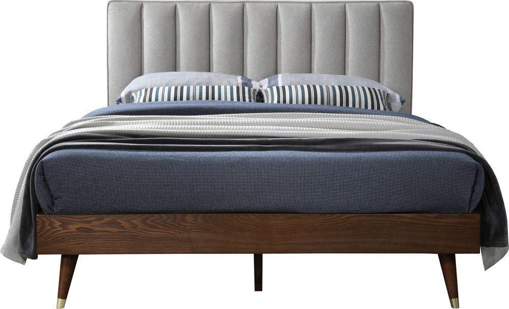 Meridian Furniture - Vance Beige Linen Textured Fabric Queen Bed - VanceBeige-Q veiw 3