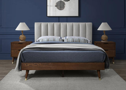 Meridian Furniture - Vance Beige Linen Textured Fabric Queen Bed - VanceBeige-Q veiw 4
