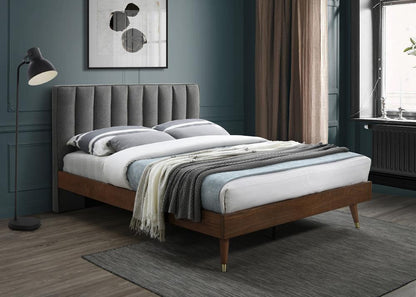 Meridian Furniture - Vance Grey Linen Textured Fabric King Bed - VanceGrey-K veiw 2