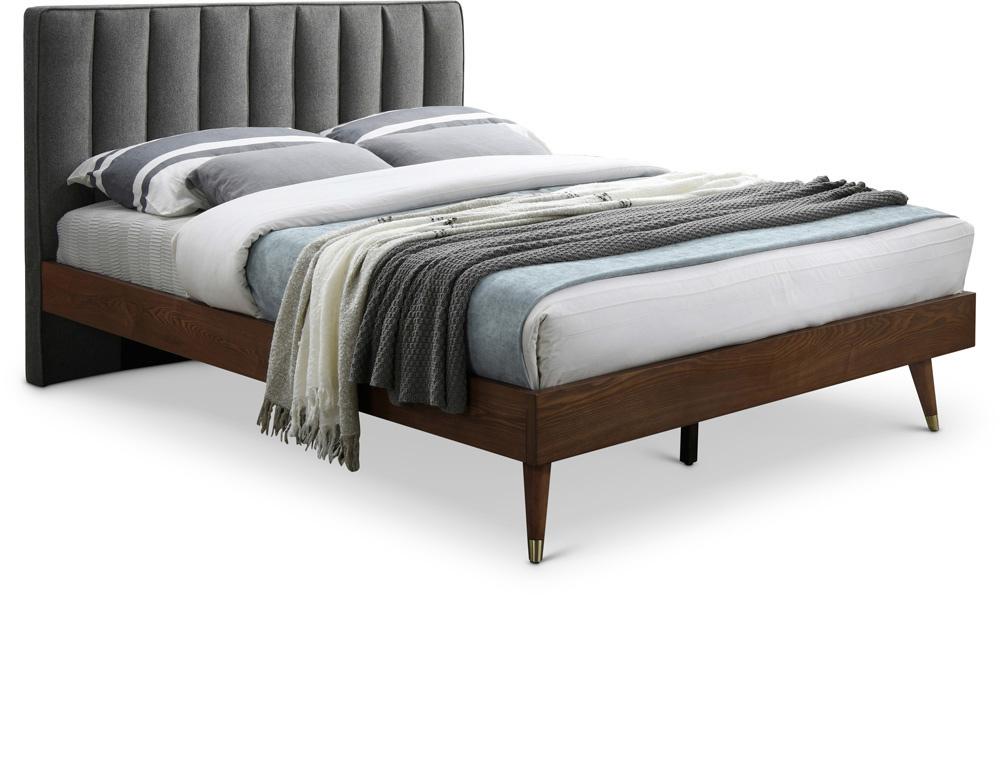Meridian Furniture - Vance Grey Linen Textured Fabric Queen Bed - VanceGrey-Q veiw 1