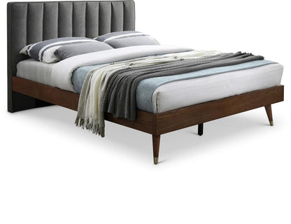 Meridian Furniture - Vance Grey Linen Textured Fabric Queen Bed - VanceGrey-Q veiw 1