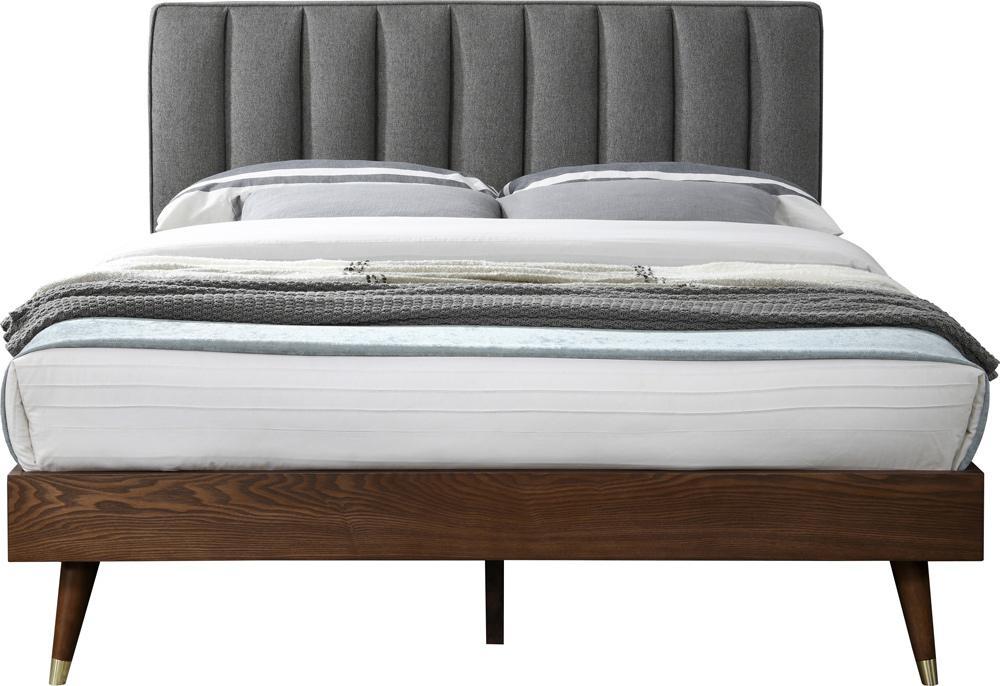 Meridian Furniture - Vance Grey Linen Textured Fabric Queen Bed - VanceGrey-Q veiw 3