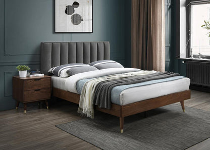 Meridian Furniture - Vance Grey Linen Textured Fabric Queen Bed - VanceGrey-Q veiw 5
