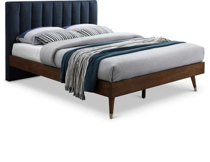 Meridian Furniture - Vance Navy Linen Textured Fabric King Bed - VanceNavy-K veiw 1