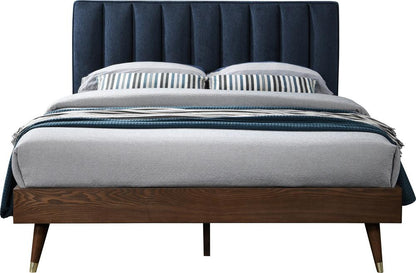 Meridian Furniture - Vance Navy Linen Textured Fabric King Bed - VanceNavy-K veiw 3