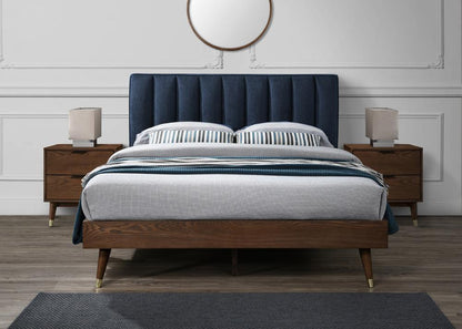Meridian Furniture - Vance Navy Linen Textured Fabric King Bed - VanceNavy-K veiw 4