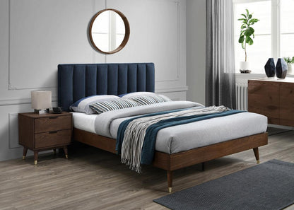 Meridian Furniture - Vance Navy Linen Textured Fabric King Bed - VanceNavy-K veiw 5