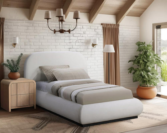 Meridian Furniture - Vaughn Cream Twin Bed - B1212Cream-T veiw 2
