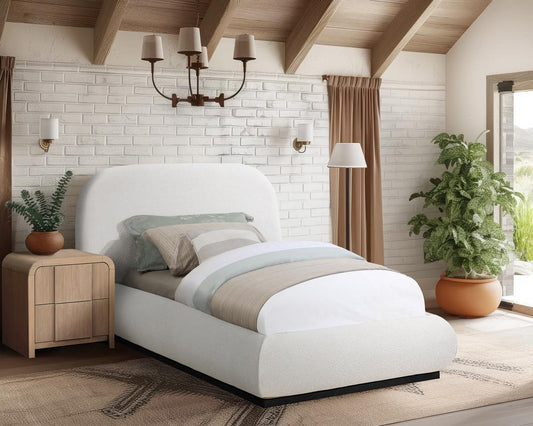 Meridian Furniture - Vaughn Cream Twin Bed - B1213Cream-T veiw 2