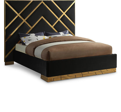 Meridian Furniture - Vector Black Velvet King Bed - VectorBlack-K veiw 1