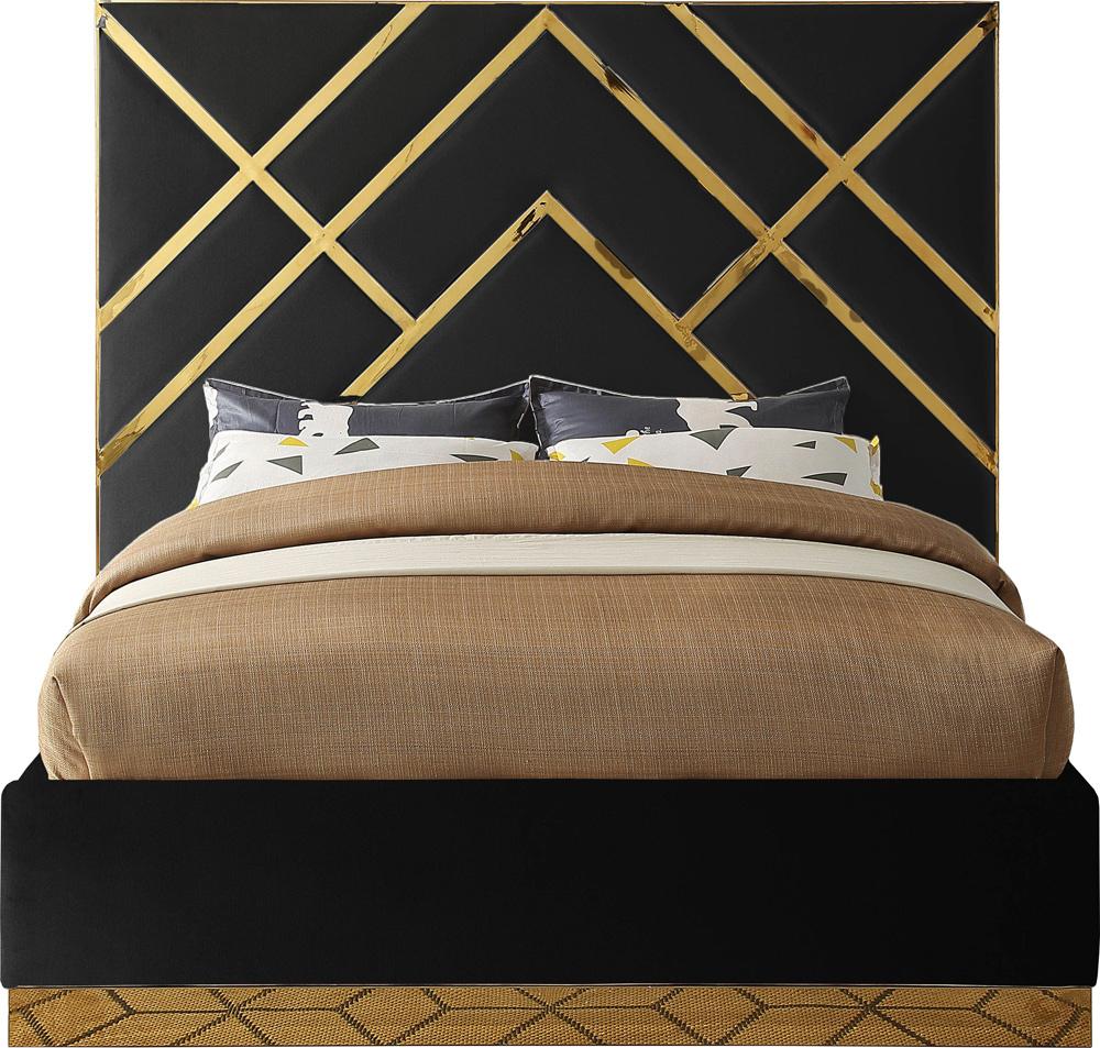 Meridian Furniture - Vector Black Velvet King Bed - VectorBlack-K veiw 3