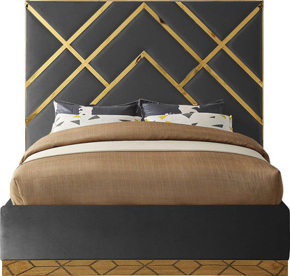 Meridian Furniture - Vector Grey Velvet King Bed - VectorGrey-K veiw 3