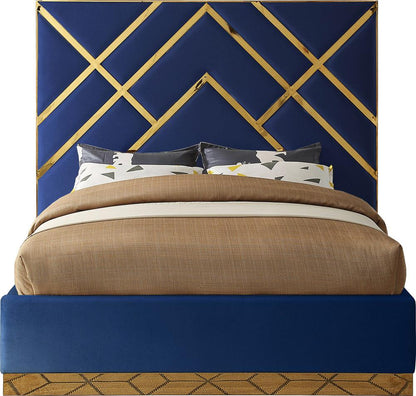 Meridian Furniture - Vector Navy Velvet King Bed - VectorNavy-K veiw 3