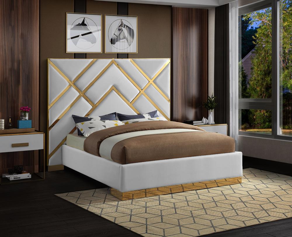 Meridian Furniture - Vector White Vegan Leather King Bed - VectorWhite-K veiw 2